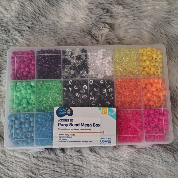 Hello Hobby - Bright & Sparkle Pony Bead Box - 2300 Pieces - Picture 3 of 9